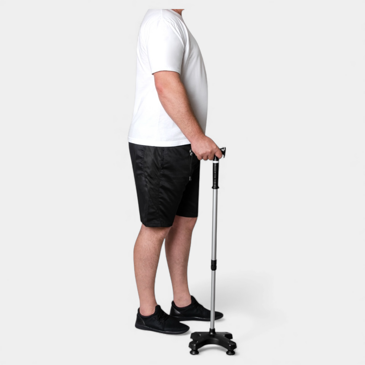 Bengala 4 pontas tipo T com apoio Mercur para idosos