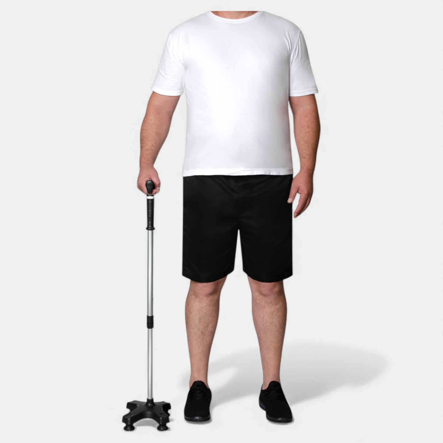 Bengala 4 pontas  tipo T com apoio Mercur para idosos